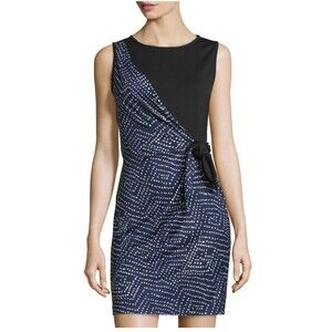 Diane Von Furstenberg Dhalia Side‎ Tie Dress Blue Multi Size 10